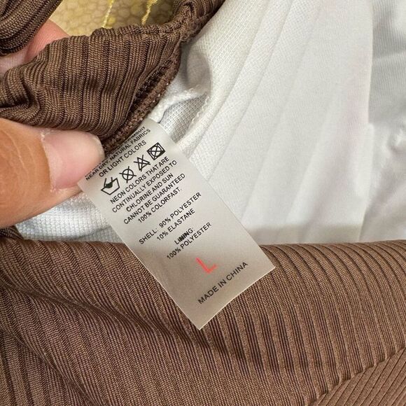 Women's Brown Ribbed One Piece Ruched Side Tie Swimsuit Med NWOT - Picture 5 of 9